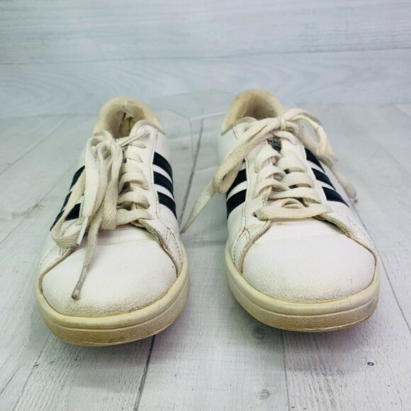 Adidas Cloudfoam Mens NEO AW4287 White Black Stripes Lace Up Tennis Shoe Sz 8 - Picture 4 of 10